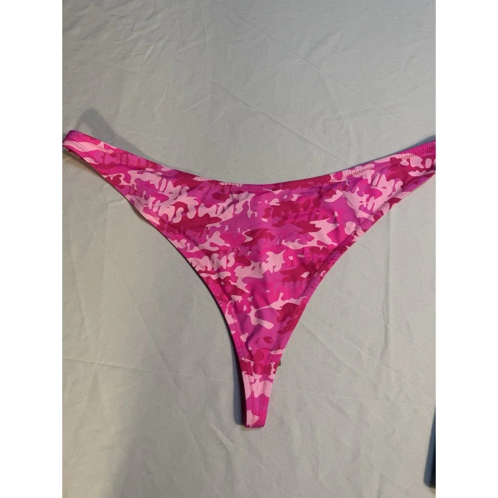 Skims Recycled Swim Pink Camo Thong Bikini Bottom 4X NWT